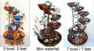 Copper Fountains 7 bowl, 5 bowl, mini waterfall