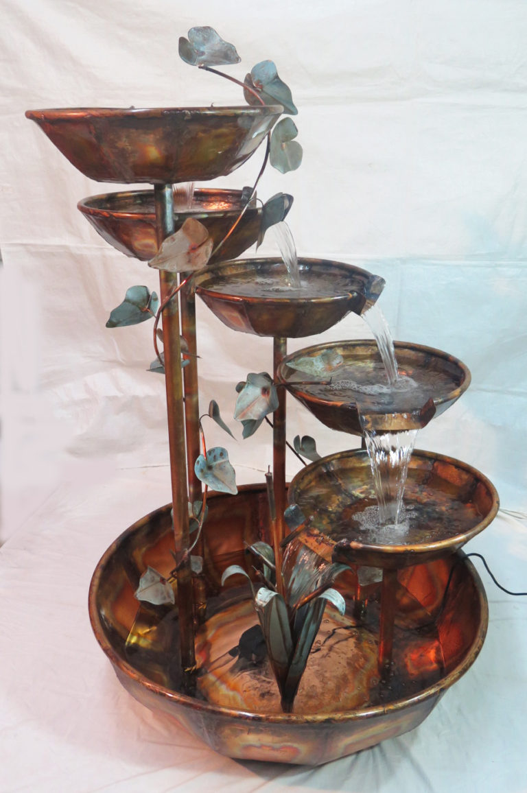 Copper Water Fountain 5 Bowl 5 Foot Waterfall COPPER FOUNTAINS