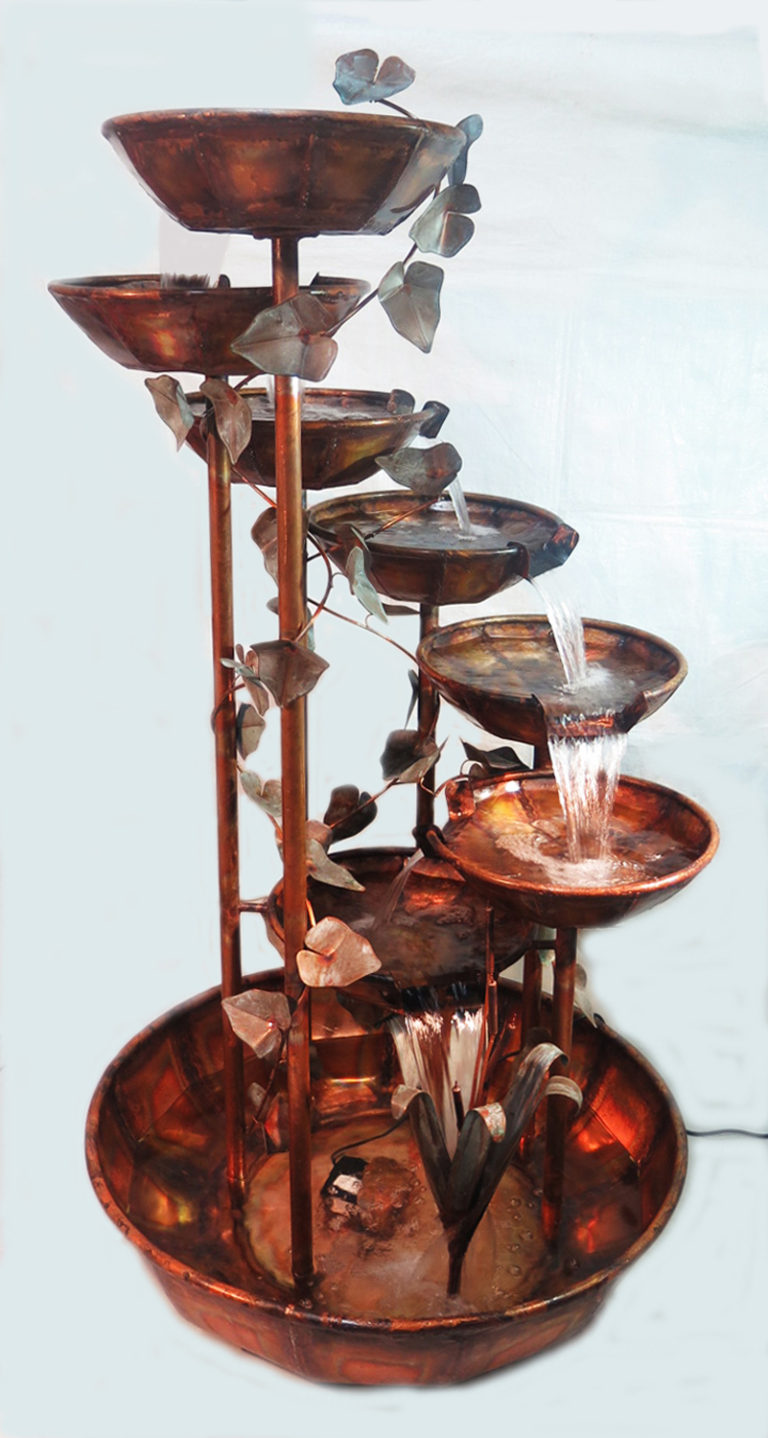 Copper Water Fountain 5 Bowl 5 Foot Waterfall COPPER FOUNTAINS