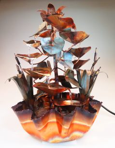 copper water fountain hand made with fluted base
