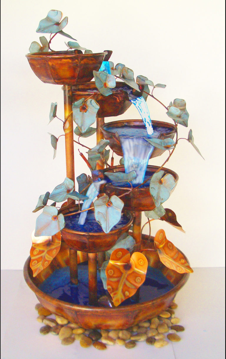 Copper Water Fountain 5 Bowl 5 Foot Waterfall COPPER FOUNTAINS