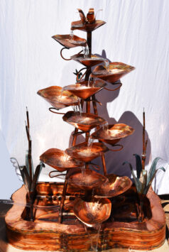 hand-made custom copper water fountain cattail fountain is 6 feet tall and 4 feet wide